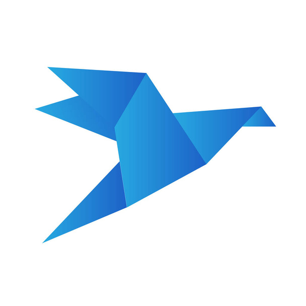 Origami bird crane isolated on white, stock vector illustration - Vector, Image