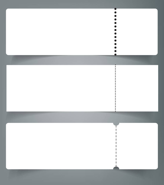 Set of Blank event concert ticket mockup template. Concert, party or festival ticket design template. - Вектор, зображення