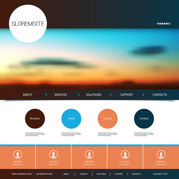 Website Σχεδιασμός Πρότυπο για την επιχείρησή σας με Sunset Sky Image Background - Σκοτάδι, σύννεφα, ήλιος, φως του ήλιου - Διάνυσμα, εικόνα