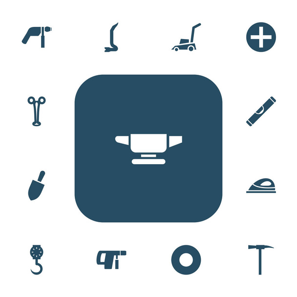 Set of 13 editable apparatus icons. Includes symbols such as weighing machine, drill, nail puller and more. Can be used for web, mobile, UI and infographic design. - Vector, Image