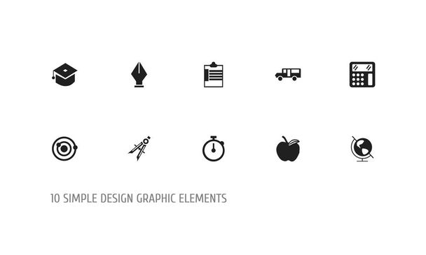 Készlet 10 szerkeszthető oktatás ikonok. Szimbólumokat tartalmaz mint például az apple, kiszámít, keringési pálya és így tovább. Lehet használni a web, mobil, Ui és infographic design. - Vektor, kép