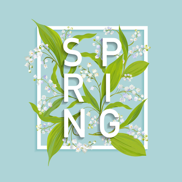 Floral Spring Design Template for Card, Sale Banner, Poster, Placard, Cover, T-shirt Print. Background with Lily Flowers. Vector illustration - Vetor, Imagem