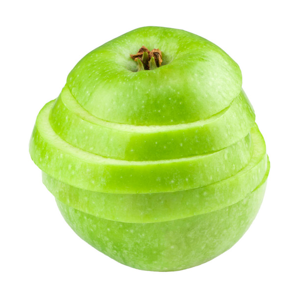  plátky zelené jablko izolovaných na bílém pozadí - Fotografie, Obrázek