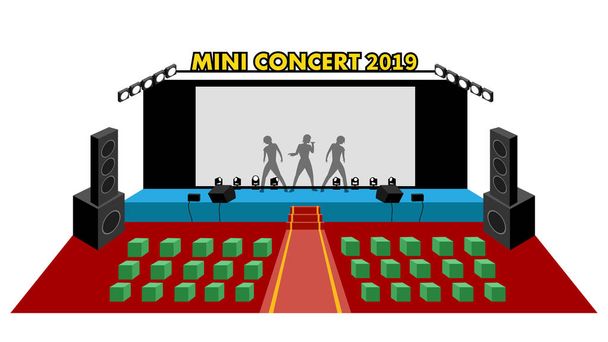 Perspektivy Mini koncert v 3d plochý design, vektorové - Vektor, obrázek
