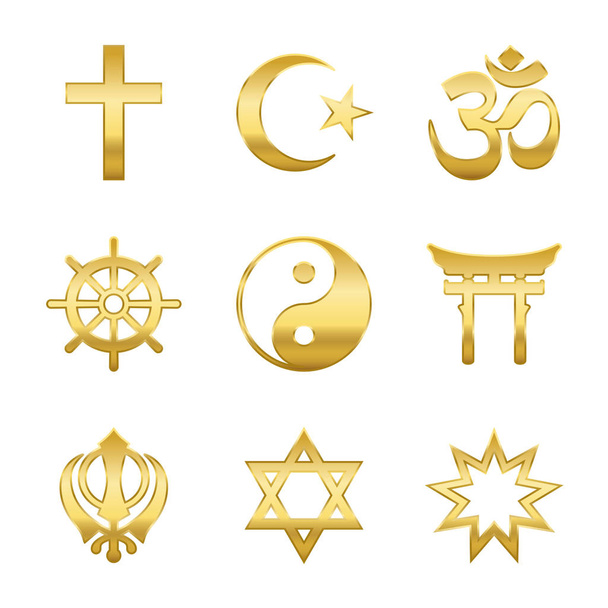 Golden Religious Symbols - Vector, Image