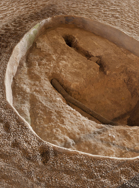 Esihistoriallinen sementti mikseri arkeologinen paikalla Huerta Montero
 - Valokuva, kuva