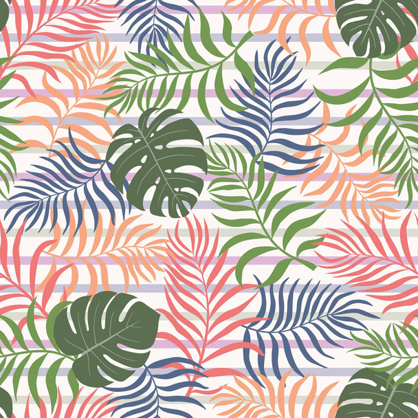 Tropical background with palm leaves. Seamless floral pattern.  - Vetor, Imagem