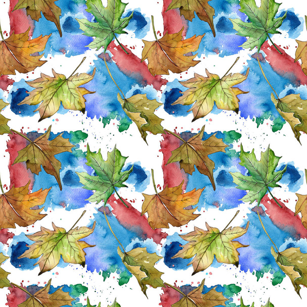 Maple leaves pattern in a watercolor style. - Фото, зображення