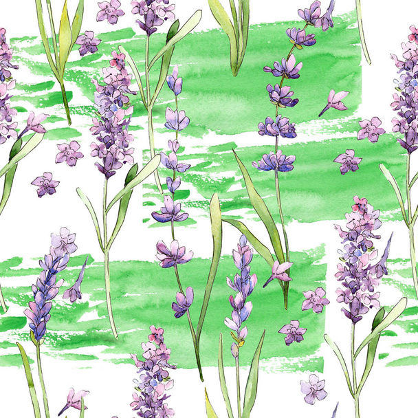 Wildblumen Lavendel Blumenmuster im Aquarell-Stil. - Foto, Bild