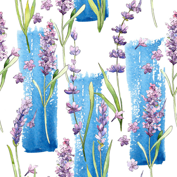 Wildflower lavender flower pattern in a watercolor style. - Φωτογραφία, εικόνα