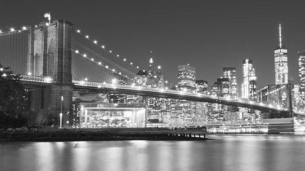 a magnificent view of the lower Manhattan and Brooklyn Bridge - Photo, Image