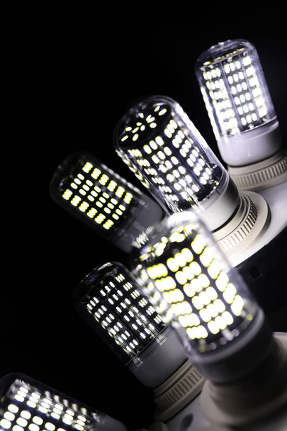 LED elements in the lamp. Lamps with diodes. Many bright lights  - Foto, Imagem