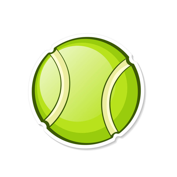 Vector illustration. Green tennis ball. Sports equipment. Cartoo - Vector, Image