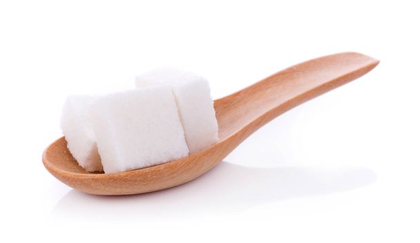 Cubo de açúcar no fundo branco - Foto, Imagem