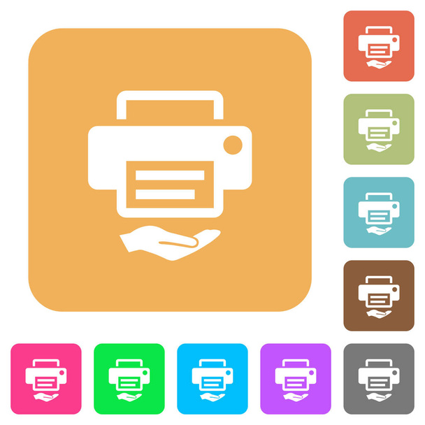 Shared printer rounded square flat icons - Vector, Image