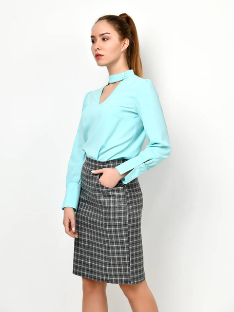 Young beautiful woman posing in new casual office cloth - Foto, imagen