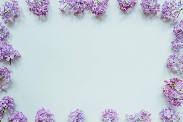 Flowers composition. Tender background. Beautiful fresh lilac fl - 写真・画像