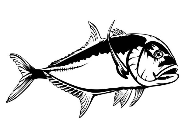 分離した骨魚エンブレム - ベクター画像