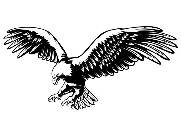 Eagle emblem black on white - Vector, Image