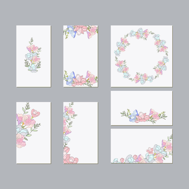 Colorful greeting wedding invitation card illustration set. Flower vector design concept collection - ベクター画像