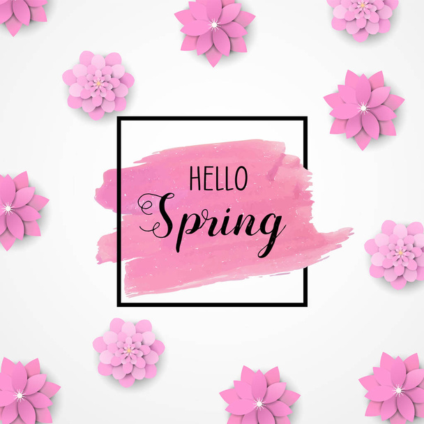 Hello Spring background with beautiful colorful flower. Vector illustration - Vektor, Bild
