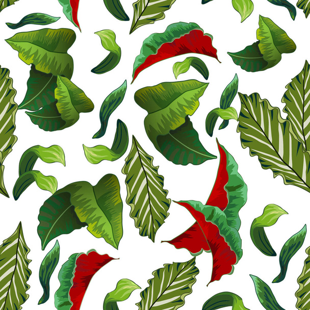 seamless pattern with tropical leaves - Wektor, obraz