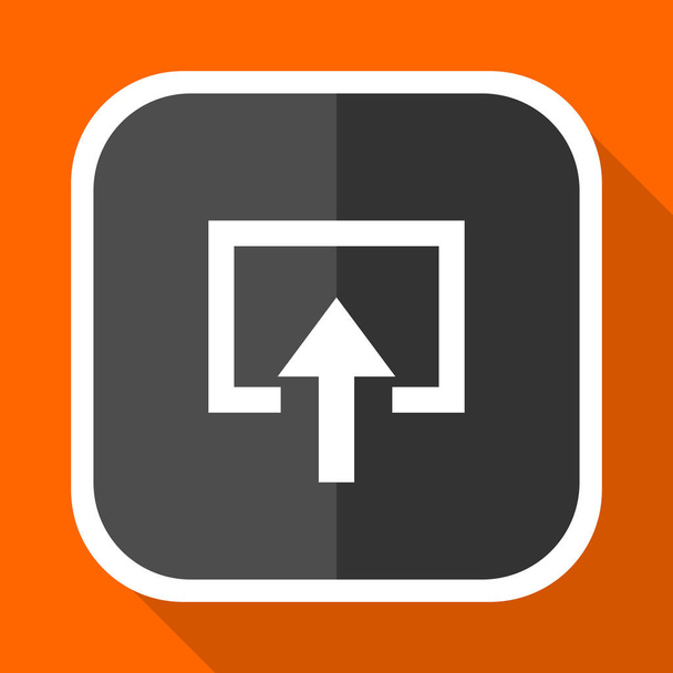 Enter vector icon. Flat design square internet gray button on orange background. - Vettoriali, immagini