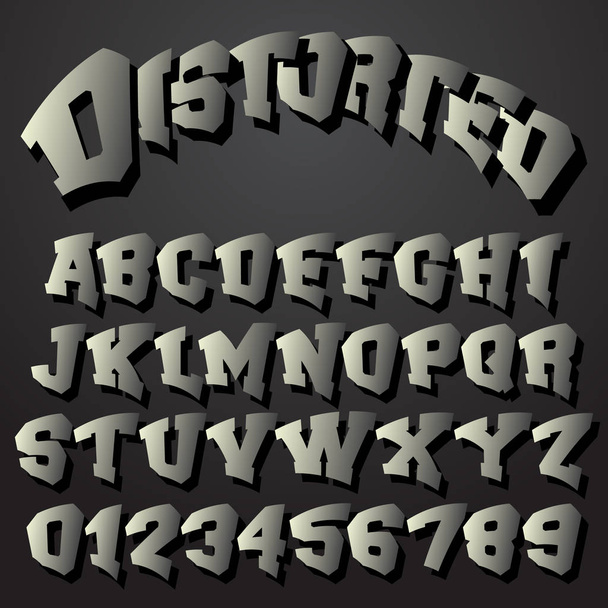 Alphabet font distorted design - Vector, Image