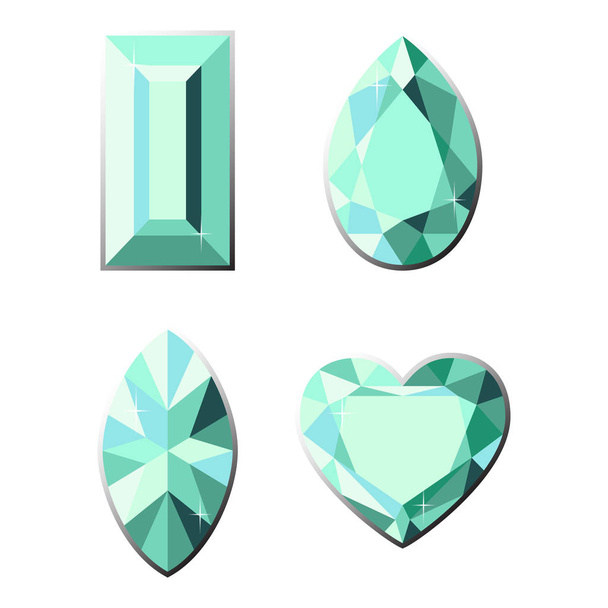 Set of precious stones with different types of cut. - Vector, Image