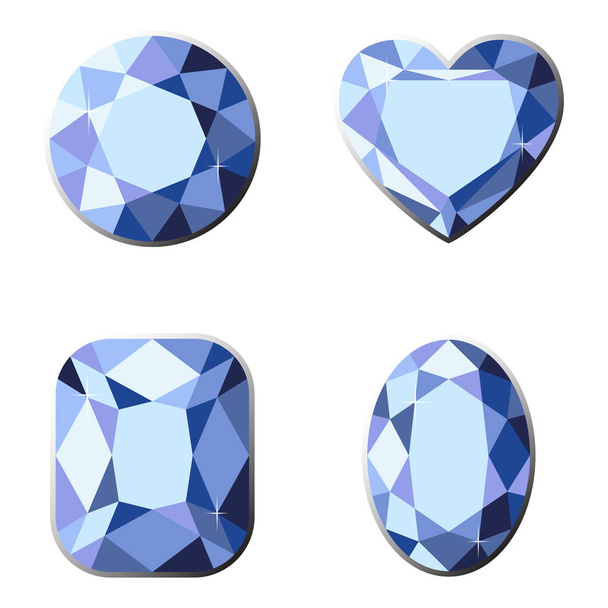 Set of precious stones with different types of cut. - Vector, Image