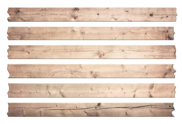 Старі коричневі дерев'яні дошки для тексту ізольовані на білому тлі
. - Фото, зображення