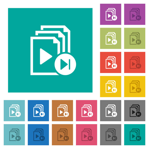 Jump to next playlist item square flat multi colored icons - Vector, Image