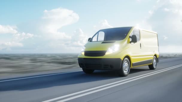 Camioneta amarilla en la carretera. Conduce muy rápido. Transporte y concepto logístico. Animación realista 4k
. - Imágenes, Vídeo