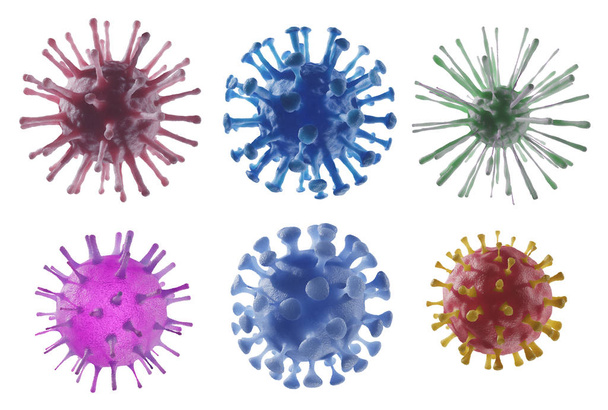 Collection de virus isolés sur fond blanc. rendu 3D
  - Photo, image