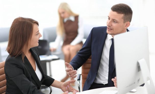 employees discussing business issues in office - Photo, image