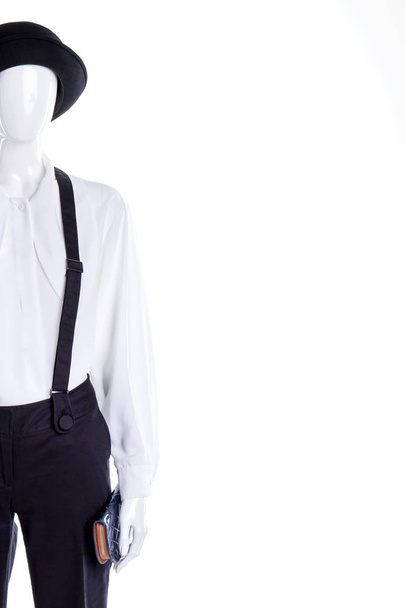 Hat, blouse, suspenders, copy space. - Photo, Image