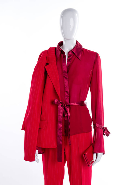 Red blouse, blazer and trousers. - Photo, Image
