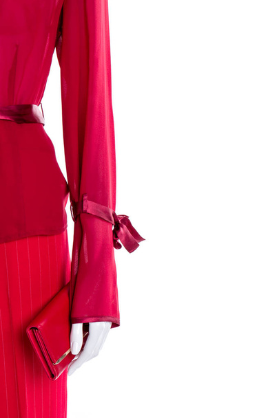 Red blouse and trousers, copy space. - Photo, Image