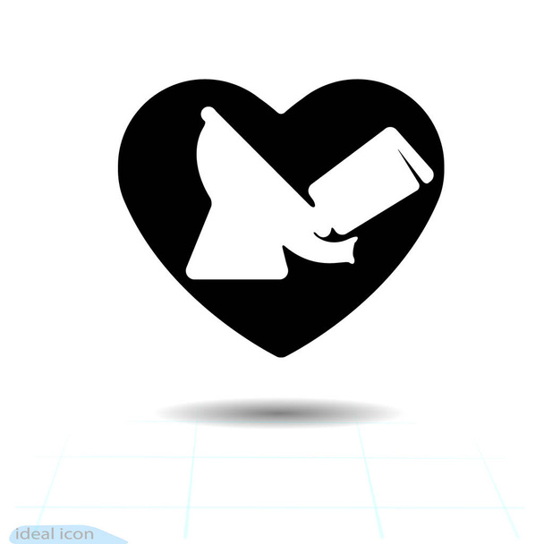 Toilet bowl on a black heart plumbing for Design elements for Valentine s Day. Vector Icon. Frame. Illustration. Abstraction style toilet heart. The toilet bowl. Toilet sink - Vector, Image