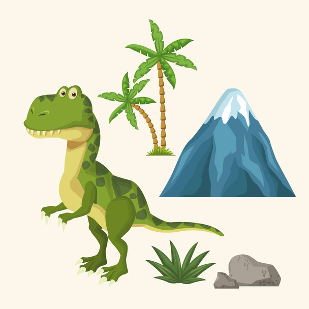 Dinosaurios elementos de dibujos animados
 - Vector, Imagen