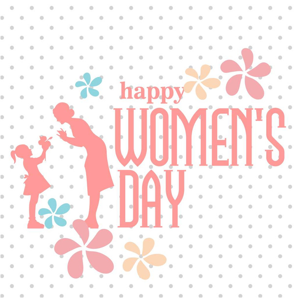 Happy Womens Day Pink Text Spot White Background Vector Image - Vetor, Imagem