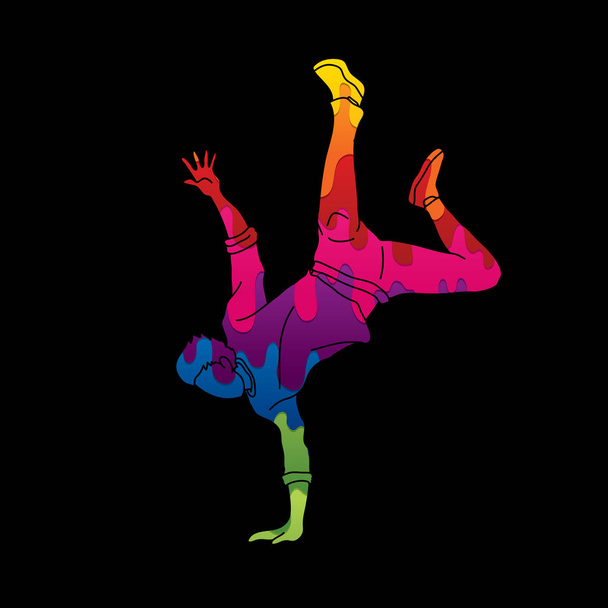Вуличний танець, B-хлопчики танцюють, танцюють дії, розроблені з використанням барвистого графічного вектора
 - Вектор, зображення