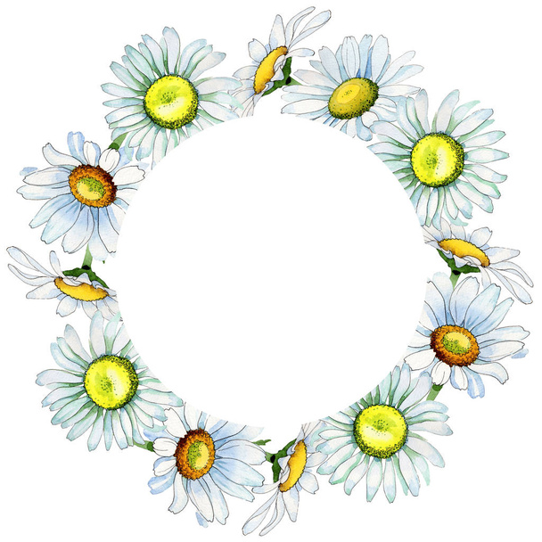 Corona de flores de manzanilla de flores silvestres en un estilo acuarela
. - Foto, imagen