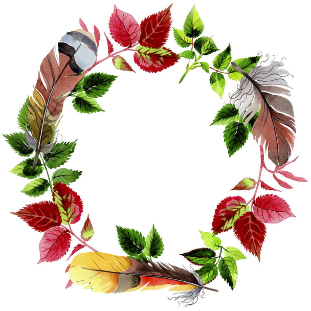Leaves of rose wreath in a watercolor style. - Foto, afbeelding