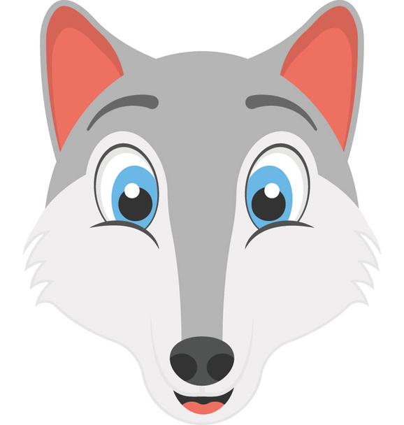 Flat icon of the face of a white mountain fox  - Vetor, Imagem