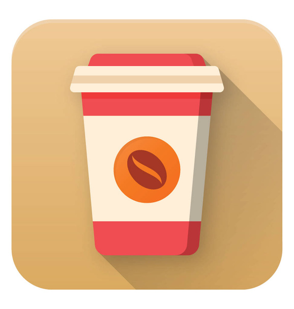 Disposable coffee cup flat vector icon - Вектор,изображение