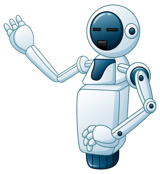 Vektorové ilustrace legrační bílé robota jedné ruky nahoru - Vektor, obrázek