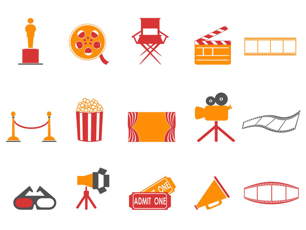 orange and red color series movies icons set - Vector, Image