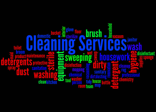 Usługi sprzątania słowo cloud koncepcja 3 - Zdjęcie, obraz