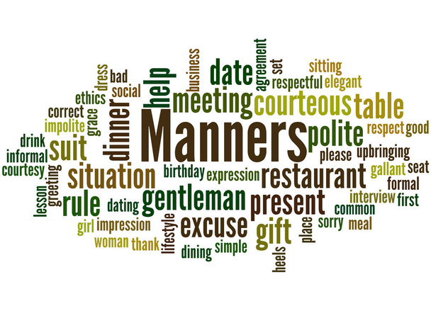 Manners word cloud concept - Foto, afbeelding
